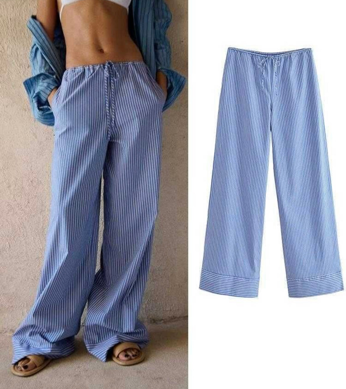 Blue Striped Pants