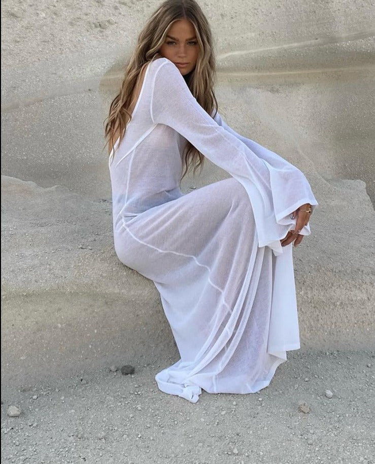 Sands Beach wear backless See Through Mesh Dress