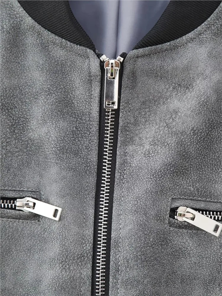 Vintage style Leather Bomber Coat