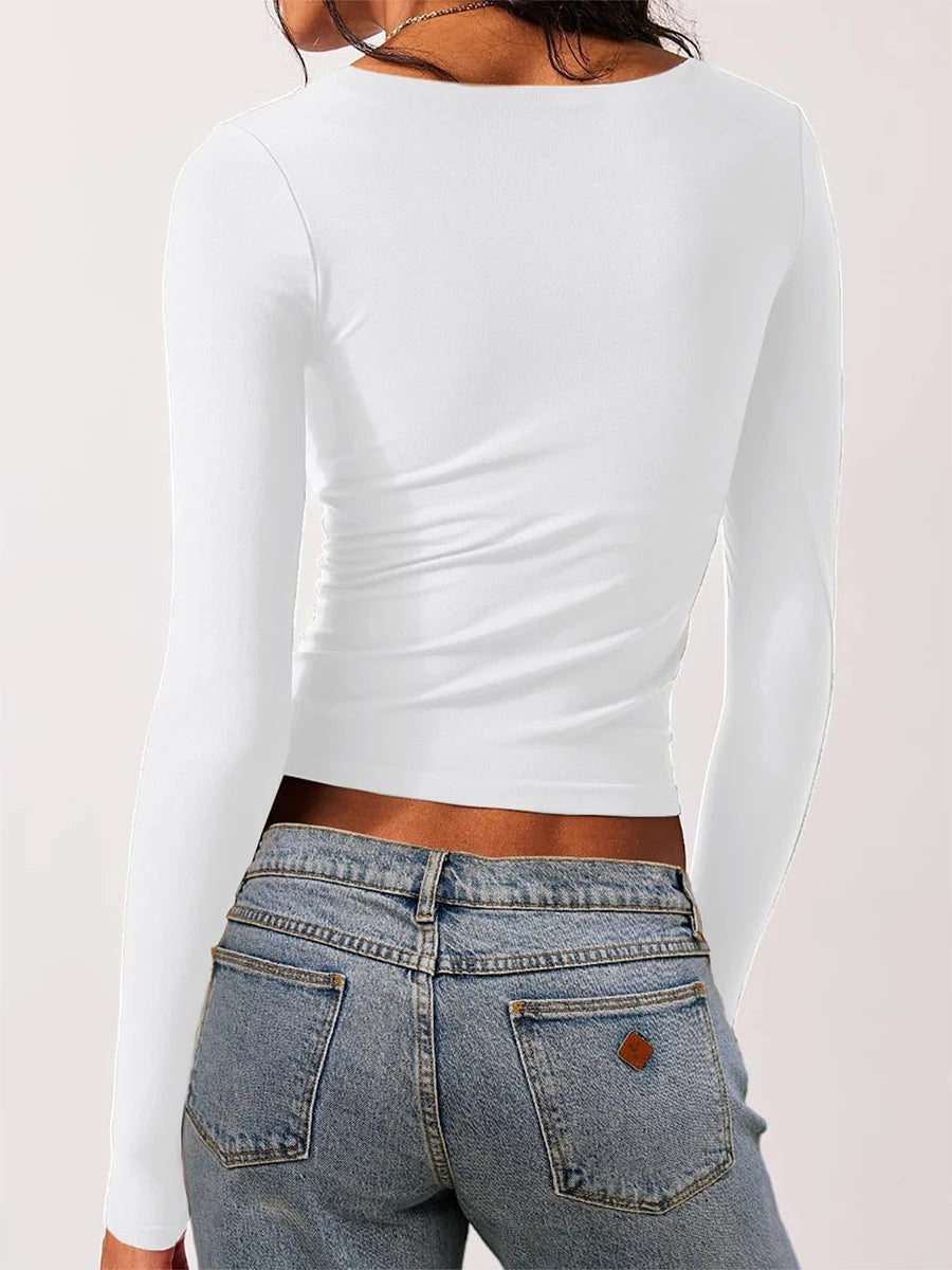 Cadence Square Neck Long Sleeve Top