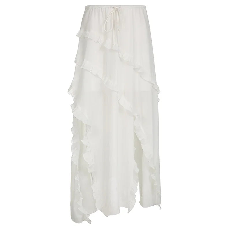 White Trim Midi Skirts