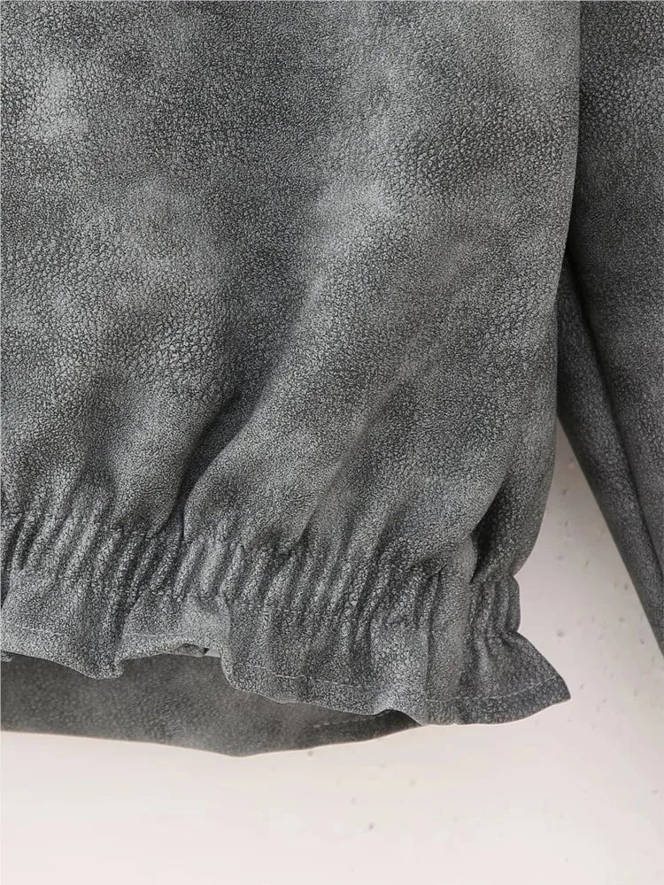Vintage style Leather Bomber Coat