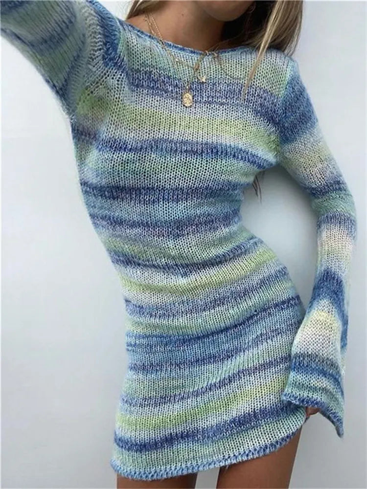 Cathy Knitted Striped Mini Dress