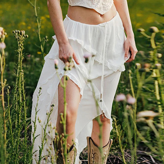 White Trim Midi Skirts