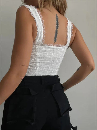 Lace Ruffle Trim Vest Top