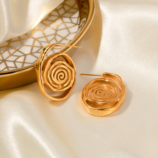 18K Gold-Plated Rose Hoop Earrings